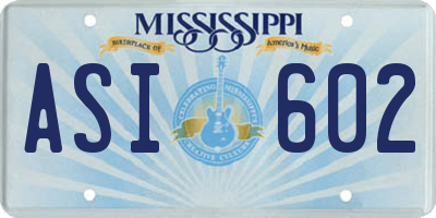 MS license plate ASI602