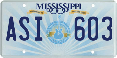 MS license plate ASI603