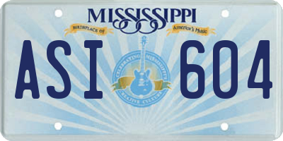 MS license plate ASI604
