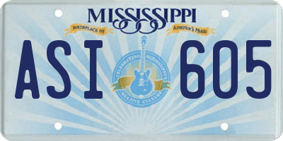 MS license plate ASI605
