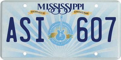 MS license plate ASI607
