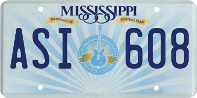 MS license plate ASI608