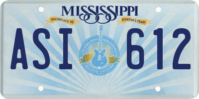 MS license plate ASI612