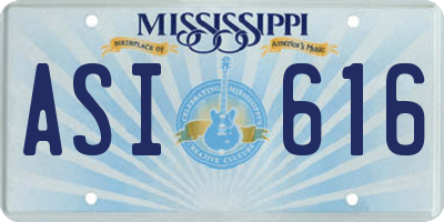 MS license plate ASI616