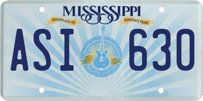 MS license plate ASI630