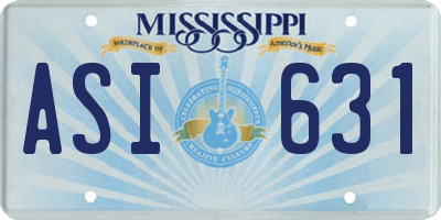 MS license plate ASI631