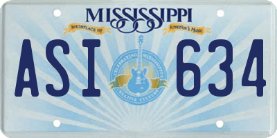 MS license plate ASI634