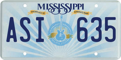MS license plate ASI635