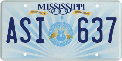 MS license plate ASI637