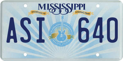 MS license plate ASI640