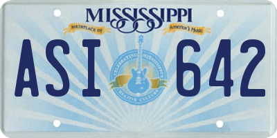 MS license plate ASI642