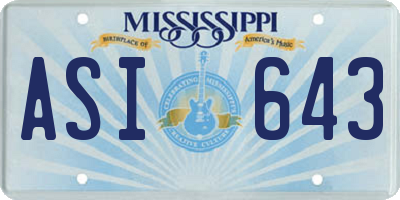 MS license plate ASI643