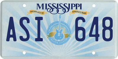 MS license plate ASI648