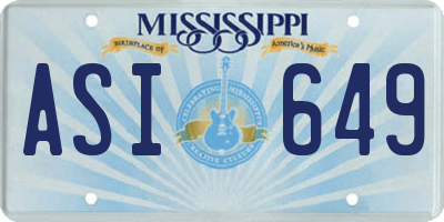 MS license plate ASI649