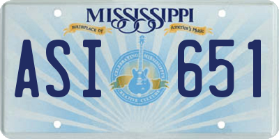 MS license plate ASI651