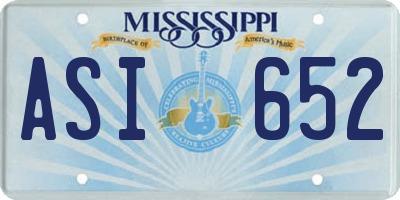 MS license plate ASI652