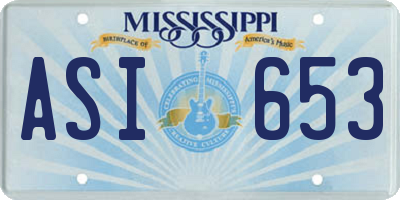 MS license plate ASI653