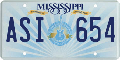 MS license plate ASI654