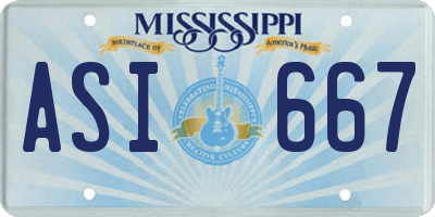 MS license plate ASI667