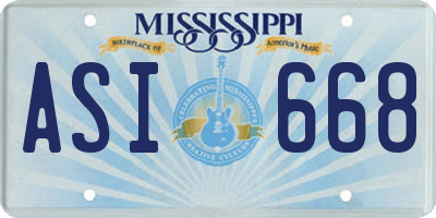 MS license plate ASI668