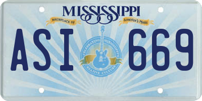 MS license plate ASI669