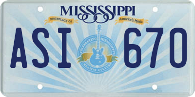 MS license plate ASI670