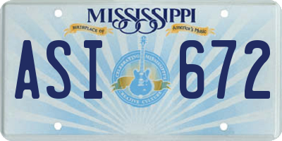 MS license plate ASI672