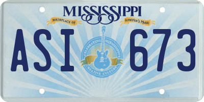 MS license plate ASI673