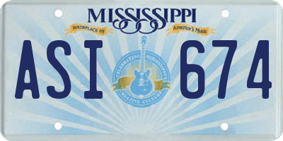 MS license plate ASI674