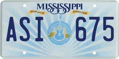MS license plate ASI675