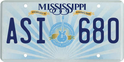 MS license plate ASI680