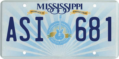 MS license plate ASI681