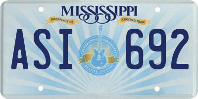 MS license plate ASI692