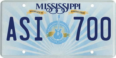 MS license plate ASI700