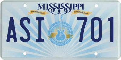 MS license plate ASI701