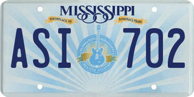 MS license plate ASI702