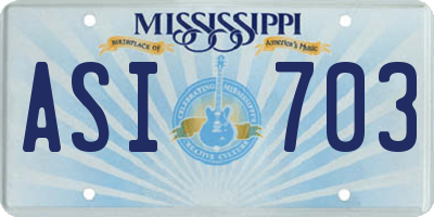 MS license plate ASI703