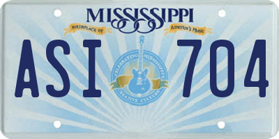 MS license plate ASI704