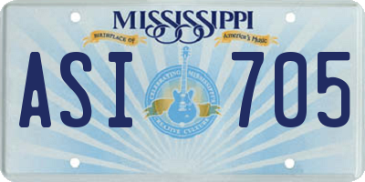 MS license plate ASI705