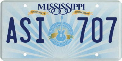 MS license plate ASI707