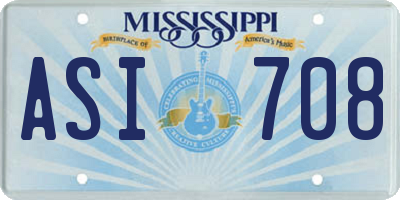 MS license plate ASI708