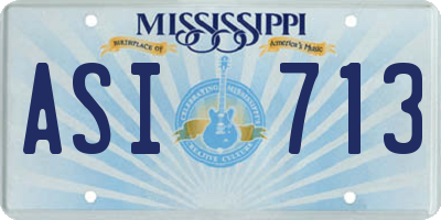MS license plate ASI713