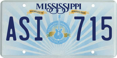 MS license plate ASI715
