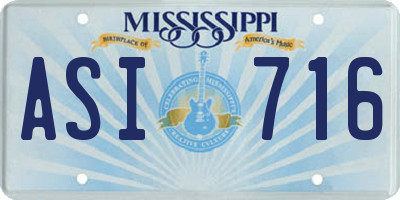 MS license plate ASI716