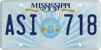 MS license plate ASI718