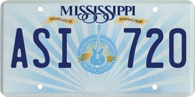 MS license plate ASI720