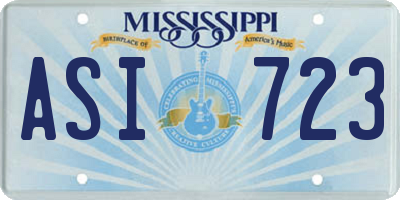 MS license plate ASI723