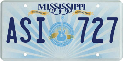 MS license plate ASI727