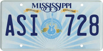 MS license plate ASI728