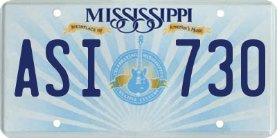 MS license plate ASI730